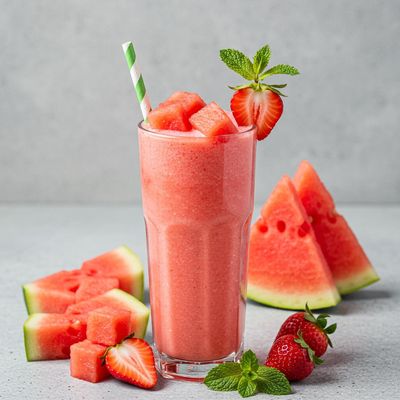 Watermelon with Strawberry Milkshake